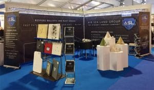 ASL GRP displaying ballistic and blast armour samples at Seawork 2019